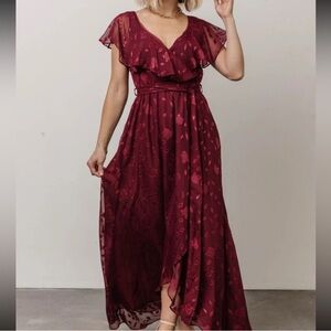 Baltic Born Marion Floral Jacquard Red Maxi Dress XXL